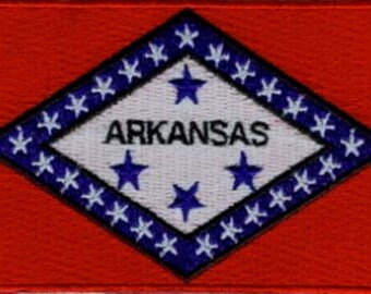 10 peças remendos bordados da bandeira do estado do Arkansas EUA 3,5" x 2,25" para passar a ferro