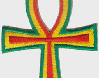 100 Pcs Ankh Rasta Reggae (B) Embroidered Patches 3" x 2" iron-on