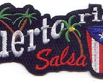 10 Pcs Puerto rico Salsa Conga / Tree Embroidered Patches 4.75"x2.25" iron-on