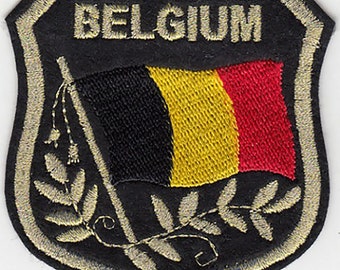 10 Pcs BELGIUM Flag in shield Embroidered Patches 3.25"x2.75" iron-on