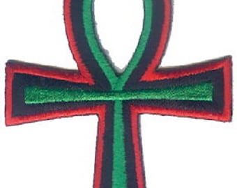100 Pcs Ankh Rasta Reggae (A) Embroidered Patches 3" x 2" iron-on