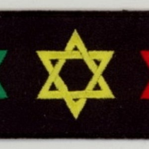 10 Pcs RASTA 3 David Stars Embroidered Patches 1.5&quot; x 4&quot; iron-on