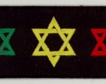 10 Piezas RASTA 3 David Stars Parches Bordados 1.5" x 4" iron-on