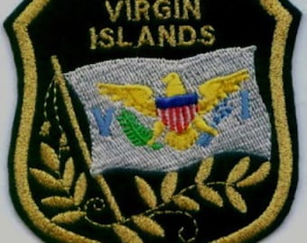 10 peças Bandeira da ILHA VIRGEM em escudo Patches bordados 3,25" x 2,75" termocolante