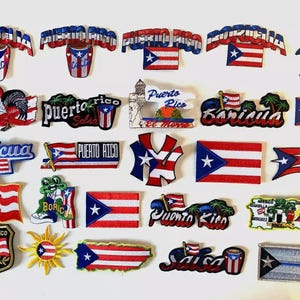 25 Stück Flagge / Conga / Salsa gestickte Aufnäher zum Aufbügeln