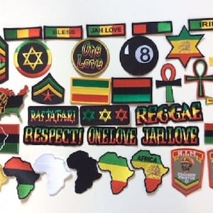 35 Pcs different Rasta African Embroidered Patches iron-on and sew-on
