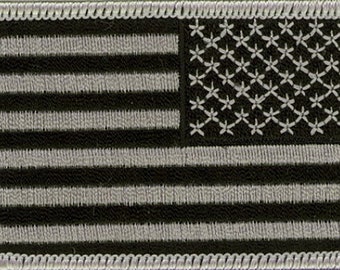 10 Pcs Reverse USA Army Flag (Black/Gray) Embroidered Patches 3"x2"  iron-on