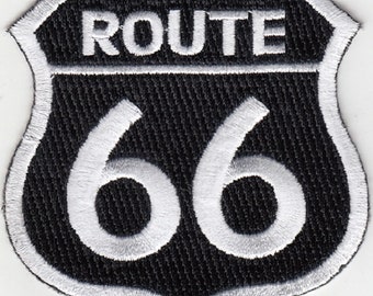 10 peças ROUTE 66 (W/B) patches bordados 3"x3" para passar a ferro