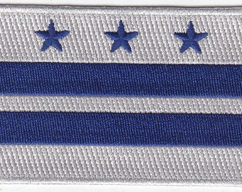 10 Pcs DC District of Columbia Flag (S/B) Embroidered Patches 3.5"x2.25" iron-on