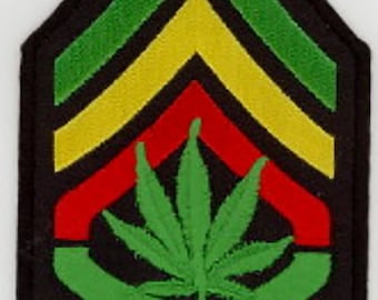 10 Pcs RASTA Leaf in (GYR) Shoulder Embroidered Patches 2.5"x4.75" iron-on