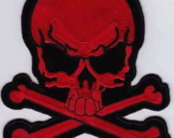 Large Pirate Skull/X (W) Embroidered Patch 8.5"x7.5" iron-on