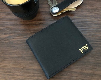 Men's Saffiano Leather Wallet. Personalised Monogrammed.