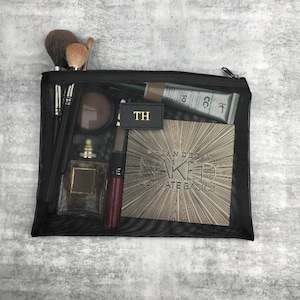 Personalised Monogrammed Transparent Mesh Pouch Large Mesh Cosmetic Bag Makeup Bag Personalised Gifts Etsy