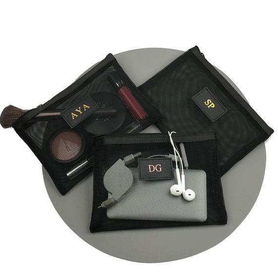 Personalised Black Clear Makeup Bag Clear Cosmetic Bag 