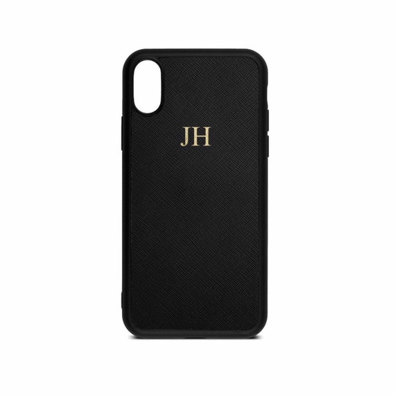 Black Saffiano Leather Smartphone Case