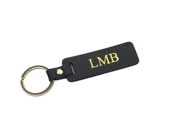 Personalised Leather Keyring| Black Leather Keychain | Personalised Gift