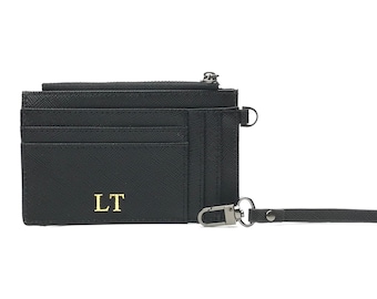 Leather Card Holder with Strap | Women's Wallet | Personalised monogrammed Card Holder