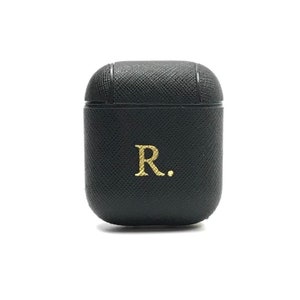 Personalised Apple AirPod Case| Black Leather AirPod Case | Personalised Gift