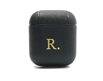 Personalised Apple AirPod Case| Black Leather AirPod Case | Personalised Gift