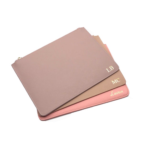 Personalised Monogrammed Saffiano Leather Pouch