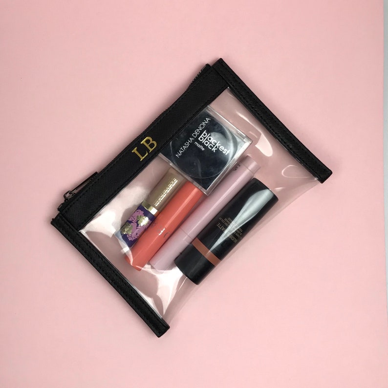 Personalised Mini Black Clear Makeup Bag Clear Cosmetic Bag Etsy