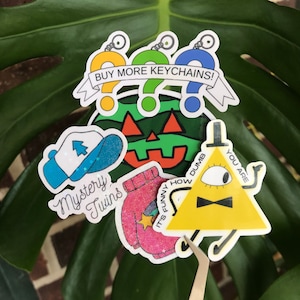 Gravity Falls Sticker Bundle | 4-Pack Water Resistant Stickers | Cute Fan Art Stickers for Water Bottles. Laptops & Journals