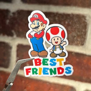 Mario and Toad Sticker | Best Friends | Fan Art | Vinyl | Water Resistant