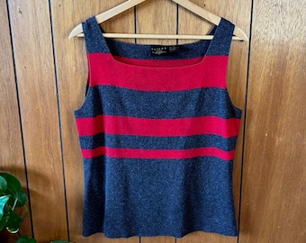 Vintage Tailor B. Moss Ramie Striped Square Neck Sleeveless Sweater Tank Classic