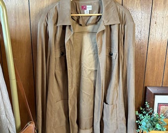 Vintage JM Collection Womens Shacket 24W Tan Collared Boho Gorpcore Barn Jacket