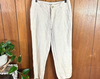 vintage Cherokee Brand Pantalon 100 % lin beige Pantalon droit