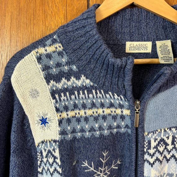 Classic Elements Blue Snowflake Patchwork Full Zi… - image 6