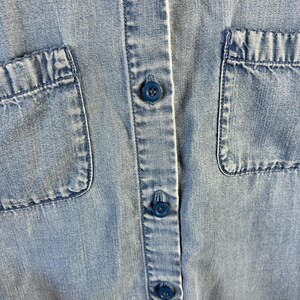 Vintage Crazy Horse Liz Claiborne Petite Large Denim Shirt Blue Tencel L afbeelding 5