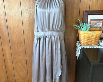 Vintage Maggy London Women's Halter Neck Midi Dress Gold Strap Sleeveless