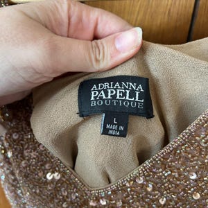 Vintage Adrianna Papell Boutique Beaded Sequin Asymmetrical Hem Top afbeelding 4