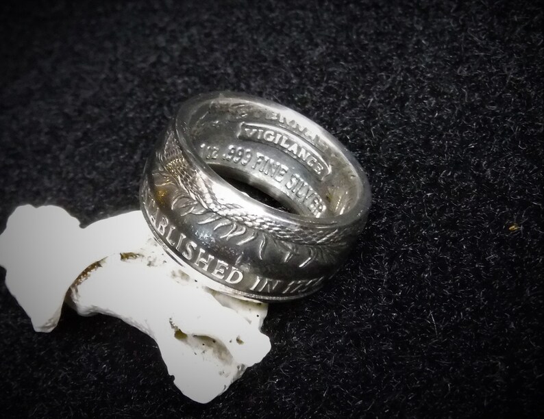 Smooth 3-D detail and remarkable polished antique finish Custom Sized for you Don/'t Tread On Me .999 Fine Silver Coin Ring Super Nice!