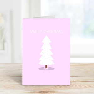 Pastel Pink Merry Christmas Greeting Card - Christmas Greeting Card - Cute Christmas Card - Holiday Greeting Card