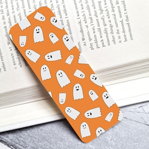 Niedliches Gespenst-Muster 2 x 15 cm Abgerundetes Lesezeichen | Lesezeichen für Leseratten | Geschenk für Buch-Liebhaber | Niedliches Lesezeichen