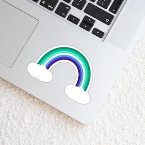 LGBTQ+ Gay Male Rainbow with Clouds Weatherproof Vinyl Die Cut Sticker - Gay Male Sticker - Gay Male Rainbow Sticker - LGBTQ+ Sticker