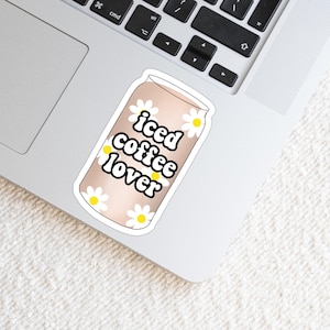 Iced Coffe Lover Glass Can Vinyl Sticker - Iced Coffee Sticker - Iced Coffee Lover Sticker - Coffee Sticker