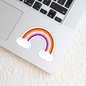 LGBTQ+ Lesbian Rainbow with Clouds Weatherproof Vinyl Die Cut Sticker - Lesbian Sticker - Lesbian Rainbow Sticker - LGBTQ+ Sticker