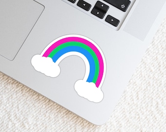Pegatina de arcoíris polisexual con nubes - Vinilo resistente a la intemperie - Orgullo LGBTQ+