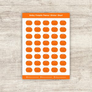Smiley Pumpkin Matte Weatherproof Vinyl Sticker Sheet - 5x7 inches - Pumpkin Stickers - Fall Stickers - Halloween Stickers