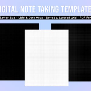 Digital Note Taking Templates | Digital Grid Paper | Digital Dot Grid Paper | Templates for Digital Notes | Templates for GoodNotes | PDF