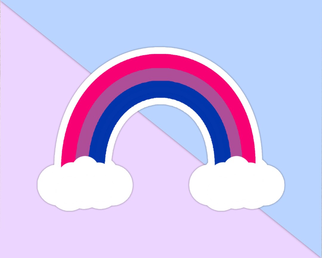 Axt Sticker Bisexual Rainbow With Clouds Sticker - Weatherproof Vinyl - LGBTQ+ ...
