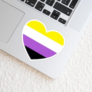 Niet-binaire LGBTQ-hart gestanst weerbestendige gestanste vinylsticker - LGBTQ-sticker - Pride-sticker - LGBTQ Pride-sticker - niet-binaire sticker