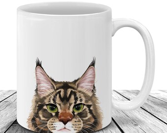 My Heart Belongs Maine Coon Cat White All Over Coffee Mug