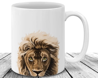 Lion Mug, Lion Coffee Mug, Wildlife Animal Gift, Safari Animal Mug, Cute Animal Cup, 11oz Ceramic