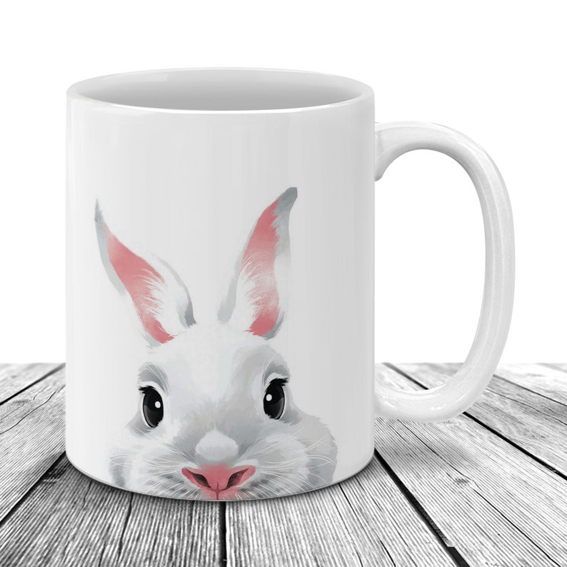 White Rabbit Coffee Drink Mug Bunny Portrait Ideal Gift for | Etsy