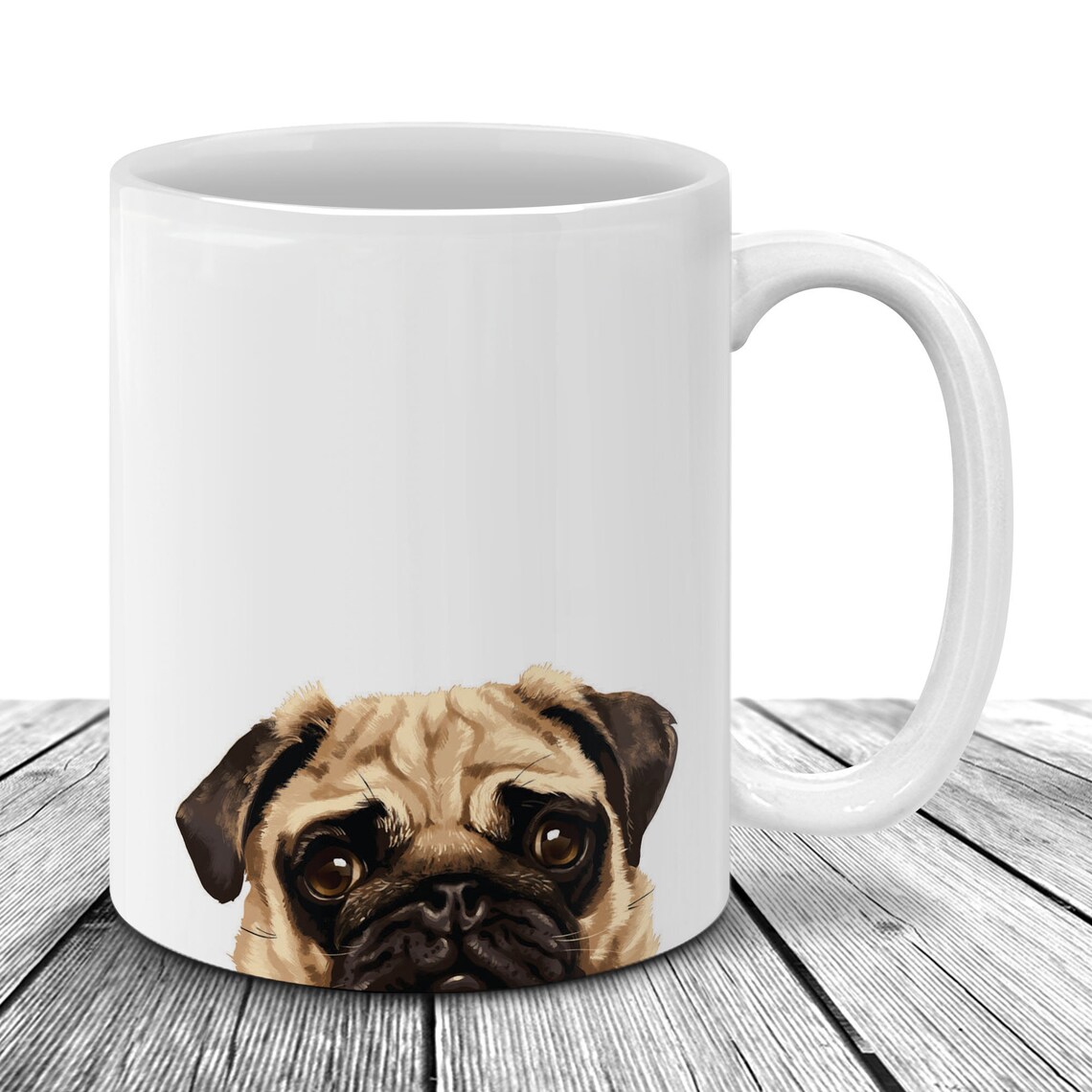 Pug Dog Coffee Drink Mug Puppy Half Portrait Ideal Gift for Etsy