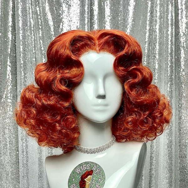 1940’s Inspired Lace Front Wig in Style “Noir” XL - Made to Order - Short Curly 1940s Vintage Burlesque Old Hollywood Wavy Style Hair